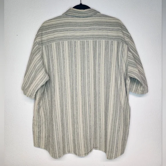 Royal Robbins Men's Striped Button-Down Shirt - Cream and Blue - Textured - Picture 3 of 9